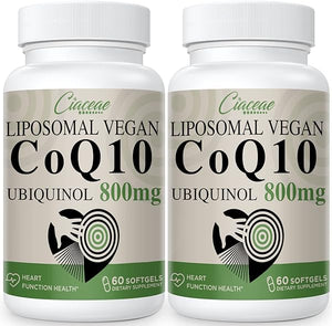 Liposomal CoQ10 800mg Ubiquinol Softgel, Max Absorption Ubiquinol Coenzyme Q10, Ubiquinol CoQ10 Supplement for Antioxidant, Heart Function & Energy Production, Pure CoQ10 800mg, 120 Vegan Softgels in Pakistan