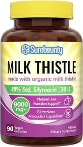 Organic Milk Thistle, 9000 mg Equivalent, 30X Concentrated Seed Extract with 80% Silymarin, Liver Cleanse Detox for Men + Women, Once Daily, 90 Veggie Caps in Pakistan