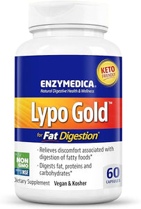 Enzymedica Lypo Gold, Digestive Enzymes for Fat Digestion, Offers Fast Acting Gas & Bloating Relief, 60 Count in Pakistan