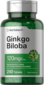 Ginkgo Biloba | 120mg | 240 Tablets | Gluten Free & Non-GMO Supplement | by Horbaach in Pakistan