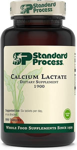 Standard Process - Calcium Lactate - Non-Dairy Calcium Supplement, 250 mg Calcium, 50 mg Magnesium, Supports Healthy Bones and Teeth, Gluten Free and Vegetarian - 800 Tablets in Pakistan