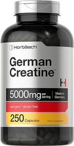 German Creatine Monohydrate 5000mg | 250 Capsules | Non-GMO, Gluten Free Supplement | by Horbaach in Pakistan