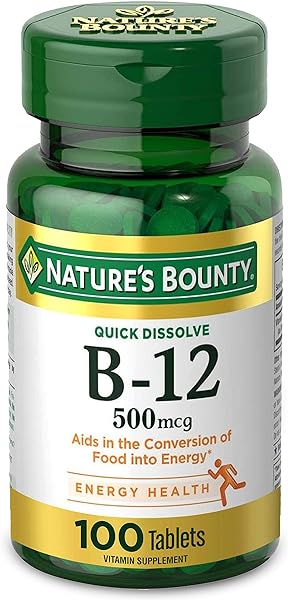 Nature's Bounty Vitamin B12, Supports Energy Metabolism and Nervous System Health, 500mcg, 100 Quick Dissolve Tablets in Pakistan in Pakistan