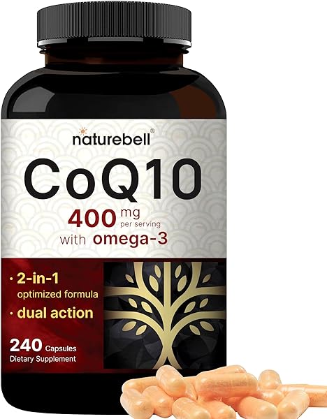 CoQ10 (Ubiquinone) 400mg with Omega 3 Fatty Acids| Stable High Absorption Form – Antioxidant Support for Heart & Energy Health – Extra Strength Coenzyme Q10 Supplement in Pakistan in Pakistan