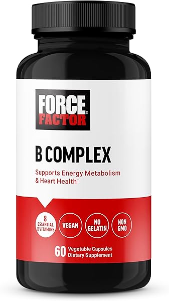 FORCE FACTOR Vitamin B Complex to Support Energy, Vitality, and Heart Health, Includes Vitamin B1, Vitamin B2, Vitamin B3, Vitamin B6, Vitamin B12, and More, Vegan, Non-GMO, 60 Vegetable Capsules in Pakistan in Pakistan