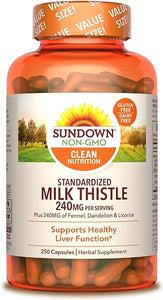 Sundown Standardized Milk Thistle 240 mg, Plus Fennel, Dandelion, and Licorice, Supports Liver Health, 250 Capsules in Pakistan