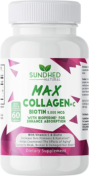 Max Collagen Plus C (60 caps) - All Natural Collagen Capsules with Biotin & Bioperine to Boost Anti Aging Hydration & Skin Firmness - Collagen Pills to Strengthen Bones & Nails in Pakistan