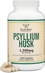 Double Wood Supplements Psyllium Husk Capsules Fiber Supplement (240 Count, 1,500mg Per Serving) Natural and Soluble Fiber for Maintaining Regularity (Manufactured in The USA, Non-GMO) in Pakistan