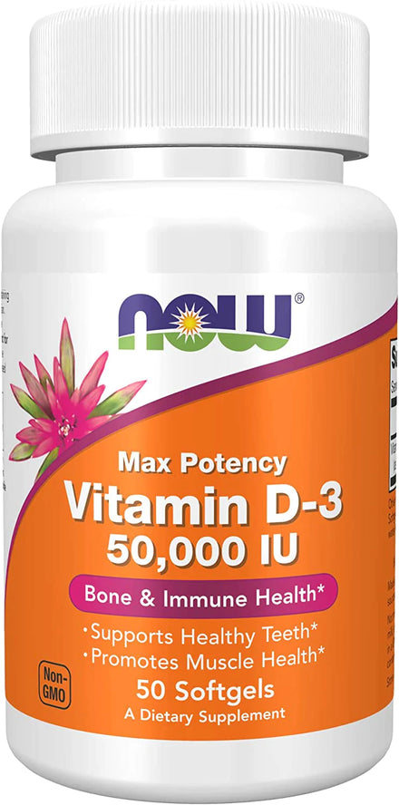 NOW Supplements, Vitamin D-3 5,000 IU, High Potency, Structural Support*, 240 Softgels