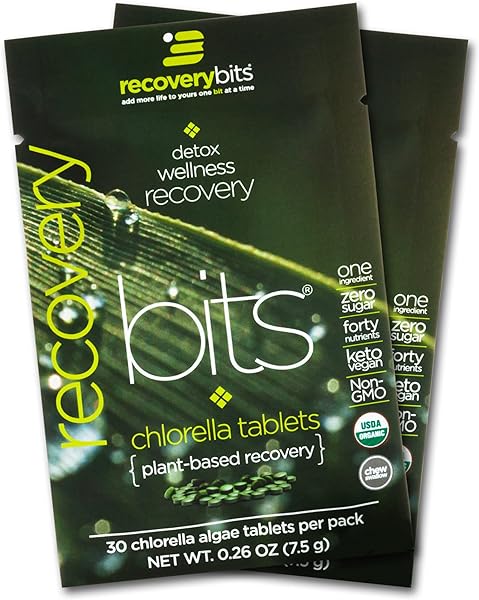 RECOVERYbits Organic Chlorella Algae Tablets, Superfood, Pure Green Algae, High Protein and Fiber, Chlorophyll, Cracked Cell Wall Non-Irradiated, for Immune Boosting and Detox, Non-GMO, 60 Tablets in Pakistan in Pakistan