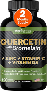 Quercetin with Vitamin C and Zinc - Quercetin 500mg - Quercetin with Bromelain - Zinc Quercetin - 120 Veggie Caps. Quercetin Supplements + Vitamin D3 (Non-GMO, Gluten-Free, Vegan) 2 Month Supply in Pakistan