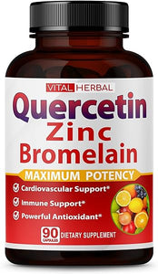 Premium High Purity Quercetin 98% with Bromelain Capsules Equivalent to 3470 mg - Maximum Potency with Green Tea Ashwagandha - Supports Overall Health Strength Energy - 90 Days Supply in Pakistan