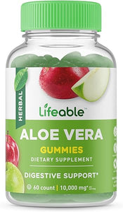 Lifeable Aloe Vera Supplement Gummies for Adults - 50 mg - Great Tasting Natural Flavored Gummy - Gluten Free, Vegan, Non-GMO Chewable - for Adults, Men, Women - 60 Gummies - 30 Doses in Pakistan