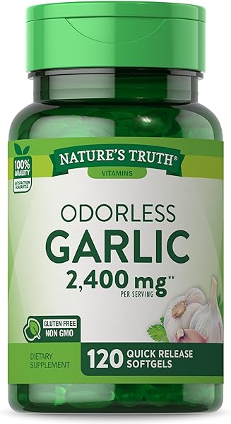 Odorless Garlic 2400 mg | 120 Softgel Capsules | High Strength Extract Pills | Non-GMO, Gluten Free Supplement | by Nature's Truth in Pakistan in Pakistan