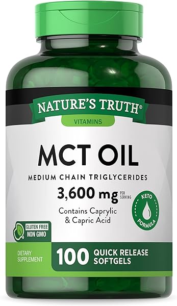 Nature's Truth MCT Oil Capsules | 100 Softgels | Keto Friendly Coconut Oil Pills | Non-GMO, Gluten Free in Pakistan
