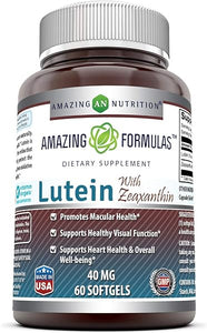 Amazing Formulas Lutein 40 mg with Zeaxanthin 1600 mcg | Softgels Supplement | Non-GMO | Gluten Free | Made in USA (40 mg, 60, Count) in Pakistan