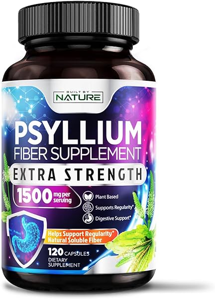 Psyllium Husk Capsules 1500mg - Fiber Supplement - Natural Soluble Fiber Pills with Psyllium Husk Powder - Supports Digestive Gut and Colon Health - Non-GMO, Gluten-Free, Vegan - 120 Capsules in Pakistan in Pakistan