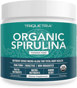 Organic Spirulina Powder - Made with Parry® Spirulina. The Best Spirulina in The World, Highest Nutrient Density - Non-Irradiated, 4 Organic Certifications, Vegan Farming Process (75 Servings - 8 oz.) in Pakistan
