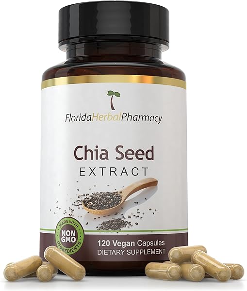 Florida Herbal Pharmacy, Chia Seed Extract Capsules 10:1 (120 Capsules) 500 mg per Capsule, 1000 mg Serving in Pakistan in Pakistan