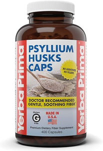 Yerba Prima Psyllium Husks Caps, 625 mg, 400 Capsules - Natural Fiber for Men and Women - Regularity Support Supplement in Pakistan