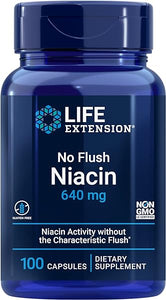 Life Extension No Flush Niacin, B3 for heart health, cholesterol & energy support, non-GMO, gluten-free, 100 capsules in Pakistan