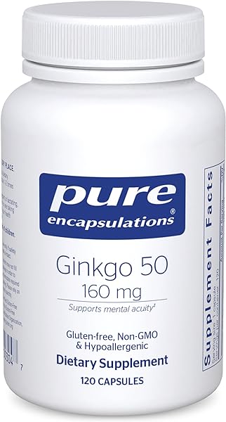 Pure Encapsulations Ginkgo 50 160 mg | Ginkgo Biloba Supplement to Support Oxygen, Blood Circulation, and Mild Memory Problems Associated with Aging* | 120 Capsules in Pakistan
