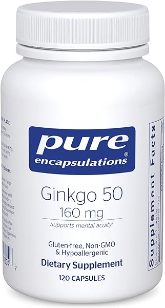 Pure Encapsulations Ginkgo 50 160 mg | Ginkgo Biloba Supplement to Support Oxygen, Blood Circulation, and Mild Memory Problems Associated with Aging* | 120 Capsules in Pakistan in Pakistan