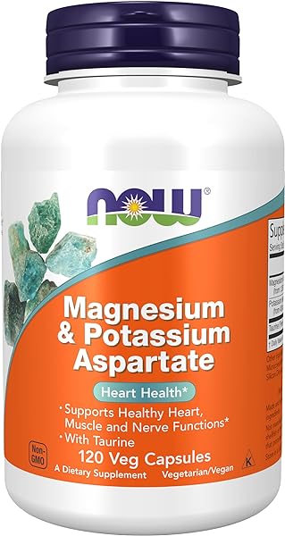 NOW Supplements, Magnesium & Potassium Aspartate with Taurine, Heart Health*, 120 Veg Capsules in Pakistan in Pakistan