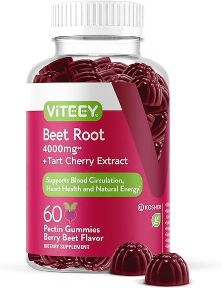 Beet Root Gummies 4000mg Plus Tart Cherry - Nitric Oxide Circulation Gummies - Blood Pressure plus Heart Health - Immune & Circulation Support - Energy Booster - Gelatin GMO Gluten Free,Chewable Gummy in Pakistan
