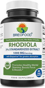 Brieofood Rhodiola 3% Standardized Extract 1000mg/Serving - 60 Veggie Capsules in Pakistan