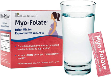 Myo-Folate Drinkable Fertility Supplement for Women with Myo-Inositol and Folate (Folic Acid) to Support Ovulation and Cycle Regularity, Unflavored Powder with Vitamins for Trying to Conceive Women