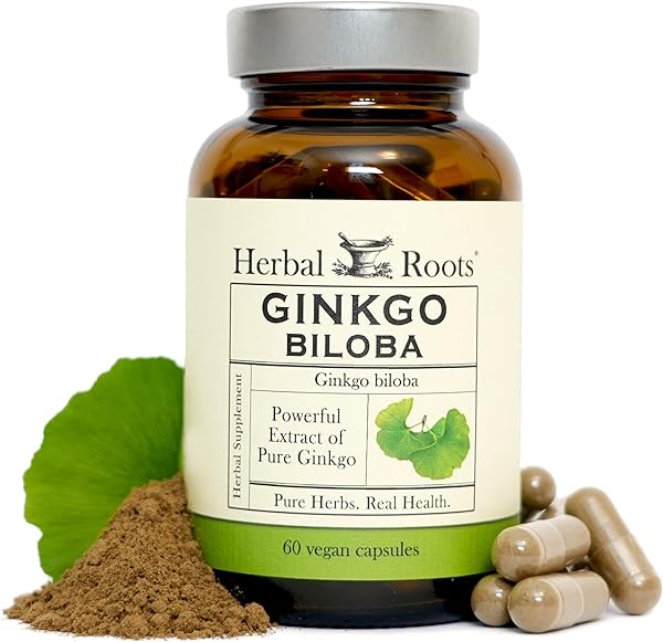 Herbal Roots Ginkgo Biloba Made with Pure Organic Ginkgo Leaf - 1,400mg per Serving, 60 Vegan Capsules in Pakistan in Pakistan