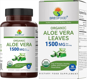 Brieofood Organic Aloe Vera 1500mg, 45 Servings, Vegetarian, Gluten Free, 90 Vegetarian Tablets in Pakistan