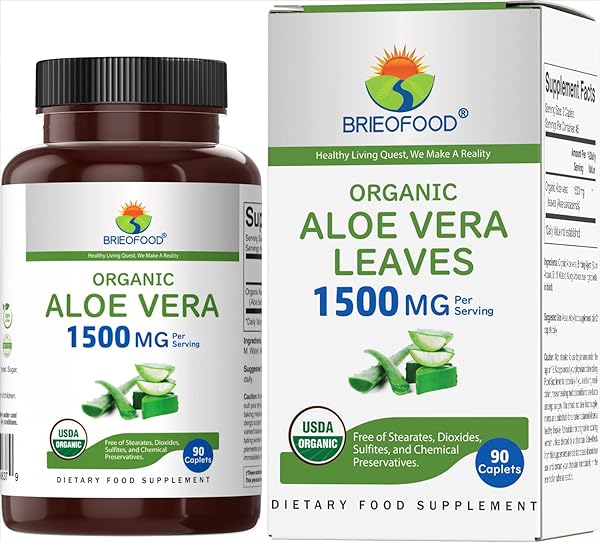 Brieofood Organic Aloe Vera 1500mg, 45 Servings, Vegetarian, Gluten Free, 90 Vegetarian Tablets in Pakistan in Pakistan