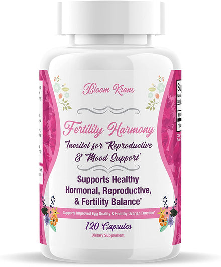 Bloom Krans Inositol Fertility Supplements for Women, Myo Inositol Supplement for Hormonal Balance and Fertility Support, 2000mg Inositol Capsules, 120 Pills, 30 Day Supply, 1-Pack