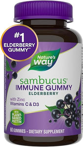 Nature’s Way Sambucus Elderberry Immune Gummies, Daily Immune Support for Kids and Adults*, with Vitamin C, Vitamin D3, Zinc, Gluten Free, Vegetarian, 60 Gummies (Packaging May Vary) in Pakistan