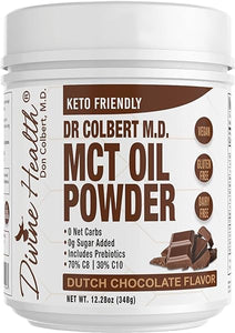 Divine Health Dr. Colbert's Keto Zone MCT Oil Powder | Dutch Chocolate Flavor | 70% C8 | 30% C10 | All Natural Keto Approved for Ketosis | 0 Net Carbs | Gluten Free | 30 Day Supply | 348g | in Pakistan
