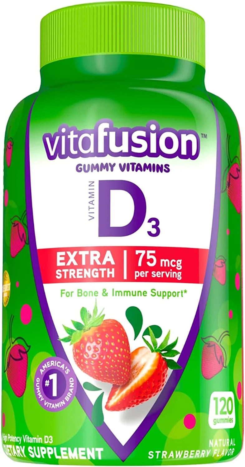 Vitafusion Vitamin D3 Gummy Vitamins, 50mcg per serving, Immune System Support*, Delicious Peach and Berry Flavors, 150 ct (75 day supply)