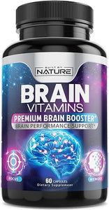 Nootropic Brain Booster Supplement - Memory, Focus & Concentration Support with Vitamins B6 & B12, Proven and Tested Phosphatidylserine - Natural Cognitive Function & Energy Boost, 60 Capsules in Pakistan