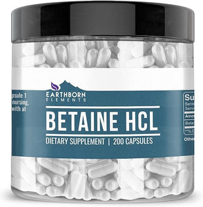 Earthborn Elements Betaine HCL, 200 Capsules, Lab-Tested, No Filler or Additives in Pakistan