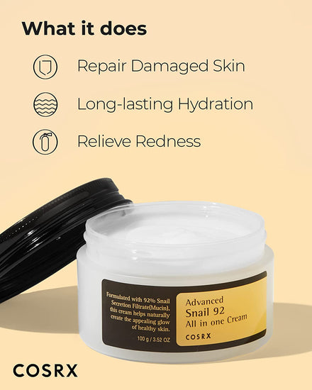 COSRX Snail Mucin Repair Cream Daily Face Gel Moisturizer Acne-prone Skincare