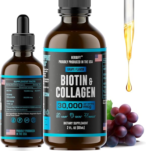 Liquid Collagen & Biotin - Hair Growth Supplement - Hair Skin and Nails Vitamins - Joint Health Supplement - Made in USA - Hair Growth for Women - Natural Liquid Collagen for Women and Men 2 Fl Oz in Pakistan in Pakistan