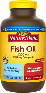 Nature Made Fish Oil 1200mg, Fish Oil Omega 3 Supplement for Heart Health support