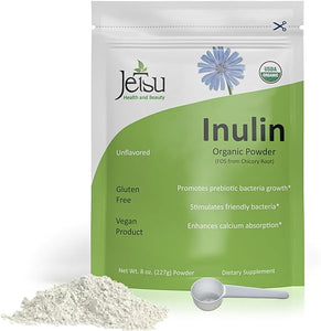 Inulin Powder Organic Chicory Root (FOS) - Soluble Inulin Fiber Prebiotic Intestinal Support, Enhances Calcium Absorption, Stimulates Friendly Bacteria, Promotes Prebiotic Growth, 8oz in Pakistan