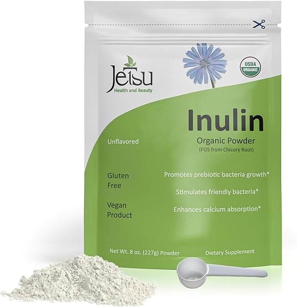 Inulin Powder Organic Chicory Root (FOS) - Soluble Inulin Fiber Prebiotic Intestinal Support, Enhances Calcium Absorption, Stimulates Friendly Bacteria, Promotes Prebiotic Growth, 8oz in Pakistan in Pakistan