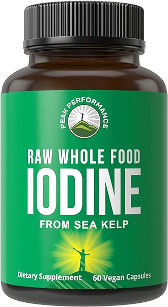 Raw Whole Food Iodine Supplement from Organic Kelp (Ascophyllum Nodosum) by Peak Performance. Potassium Iodide Support Tablets. for Metabolism, Energy, and Immune. 60 Vegan Capsules, Pills. in Pakistan