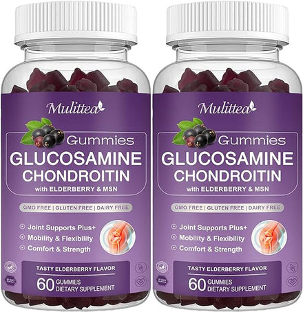 Glucosamine Chondroitin Gummies - Extra Strength Joint Support Supplement with MSM & Elderberry for Natural Joint, Antioxidant Immune Support for Adults, Men & Women-(2 Pack) in Pakistan