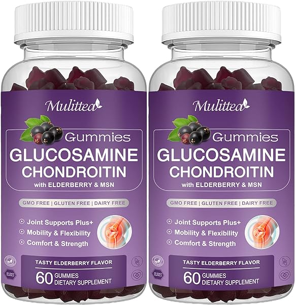 Glucosamine Chondroitin Gummies - Extra Strength Joint Support Supplement with MSM & Elderberry for Natural Joint, Antioxidant Immune Support for Adults, Men & Women-(2 Pack) in Pakistan