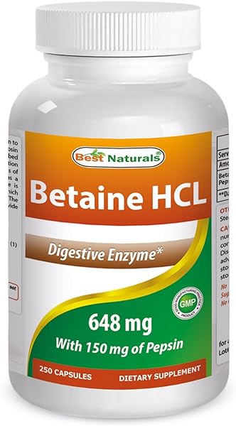 Best Naturals Betaine HCL 648 mg 250 Capsules in Pakistan