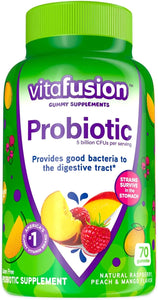 vitafusion Probiotic Gummy Supplements, Raspberry, Peach and Mango Flavored Probiotic Nutritional Supplements, 70 Count